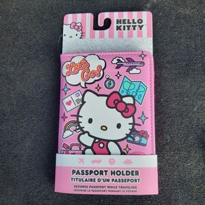 NEW HELLO KITTY PINK PURPLE PASSPORT COVER TRAVEL WALLET NWT